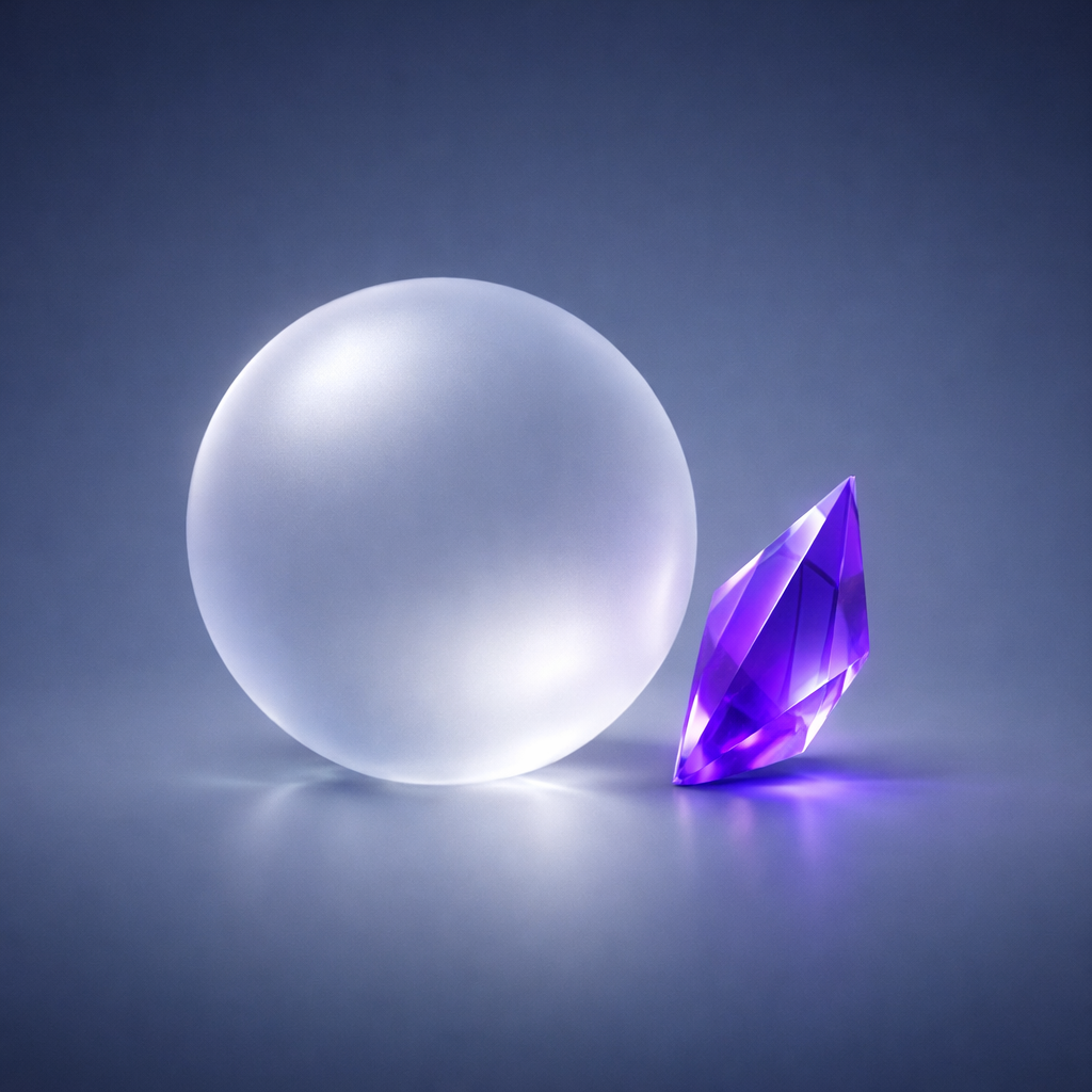 Abstract glass shapes illustrating the 80/20 principle of SEO.