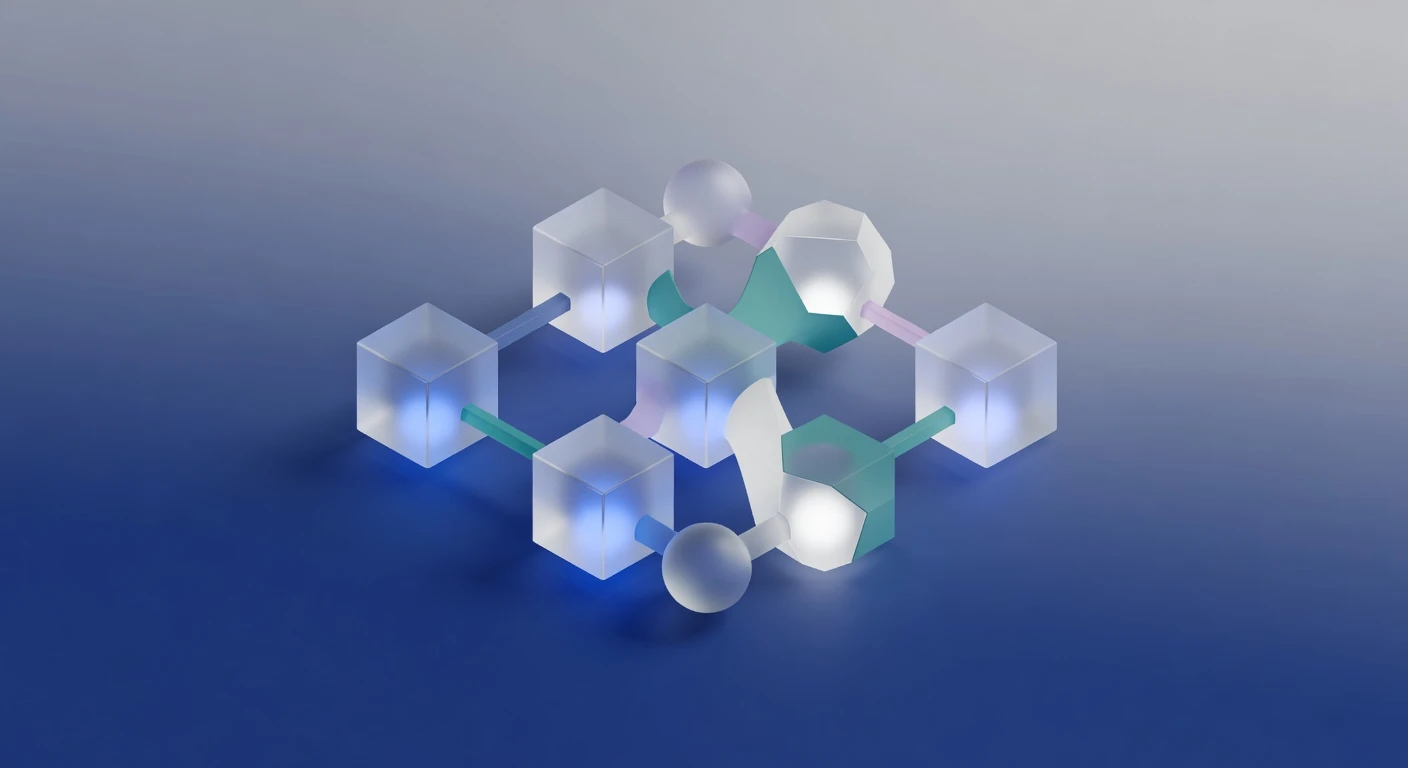 Abstract visualization of AI agents scaling operations and reducing errors.