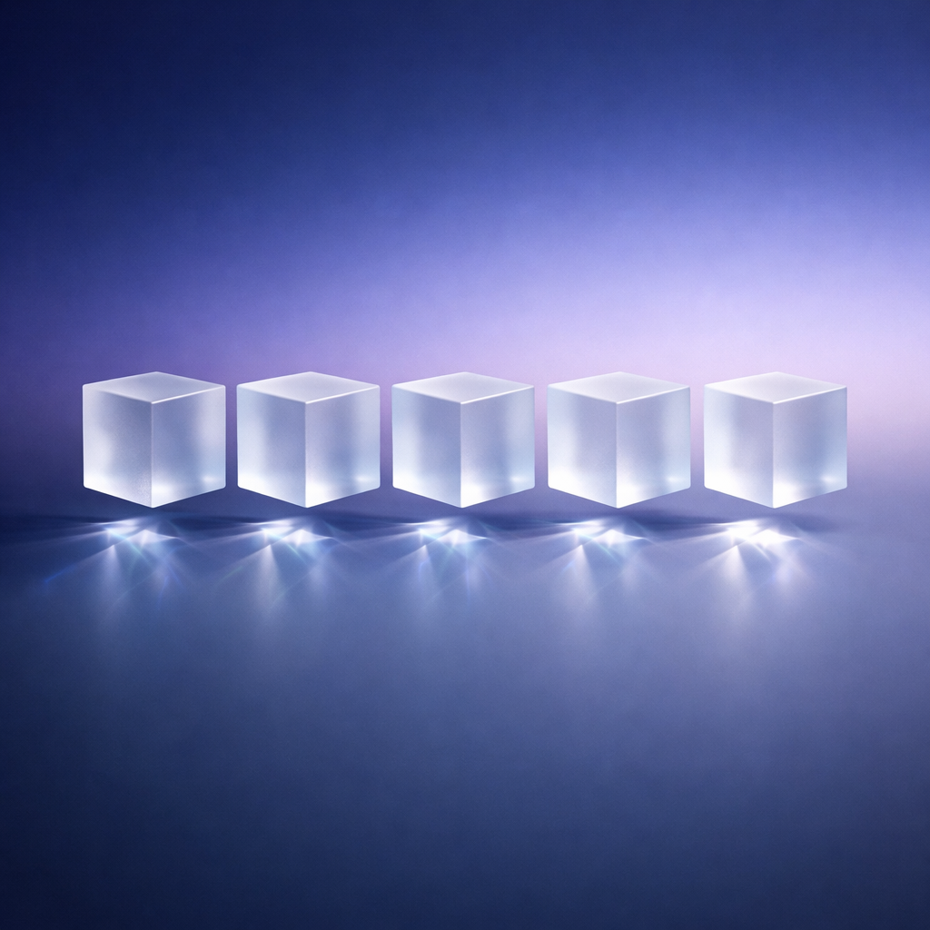 Aligned geometric forms representing data-driven precision.