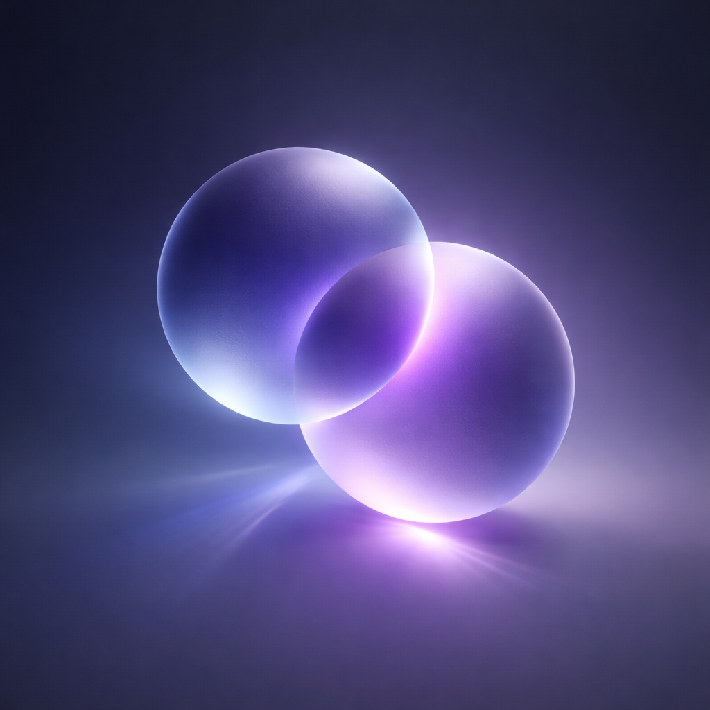 Abstract representation of the shift from SEO to AEO using frosted glass spheres.