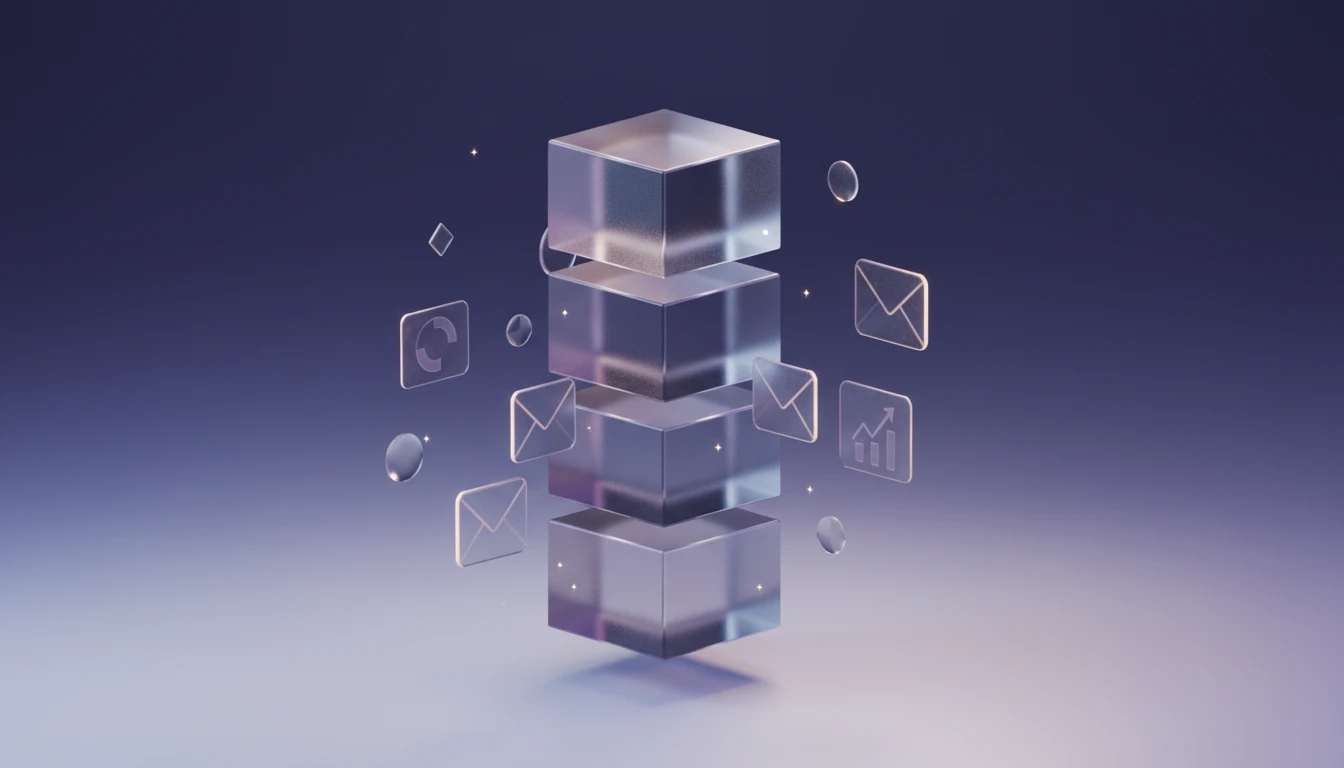 Structured frosted glass cubes representing organized data for AI readability.