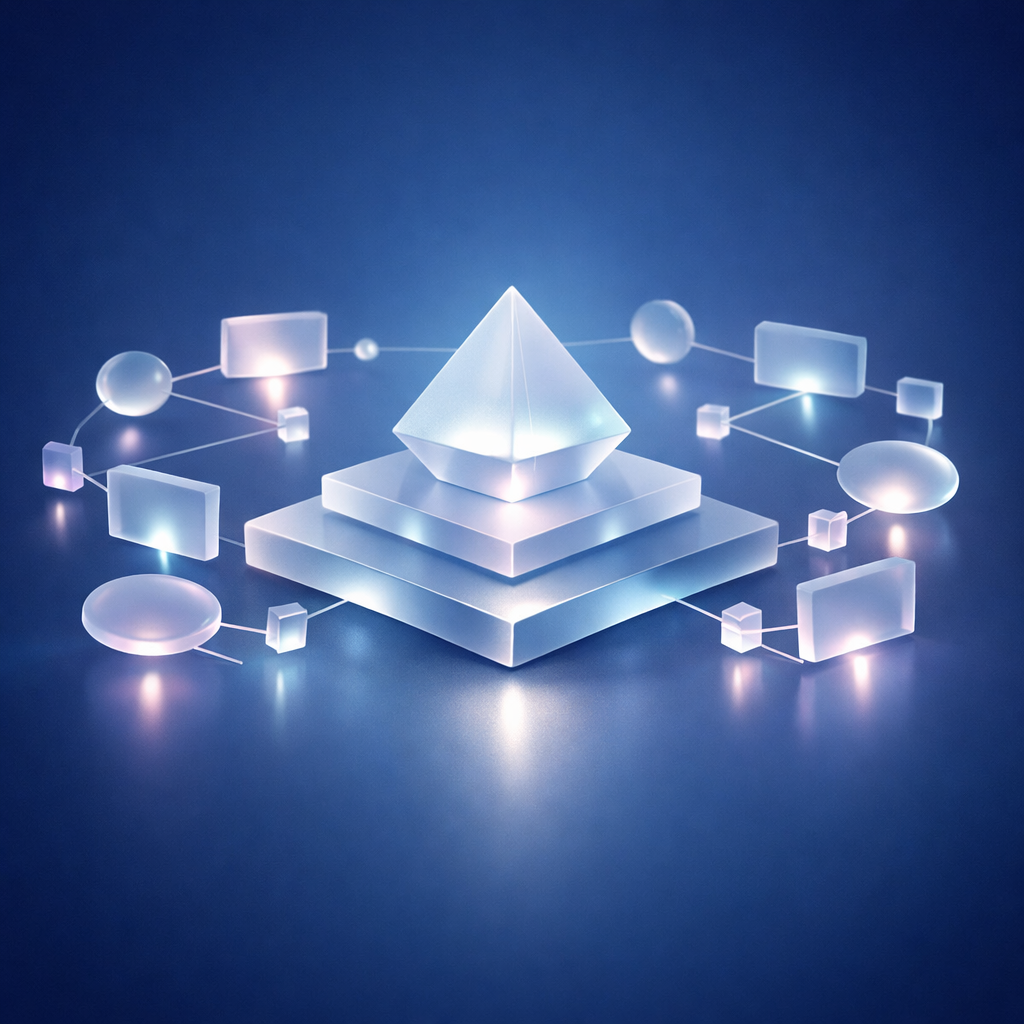 Abstract visualization of AI relying on authoritative sources.