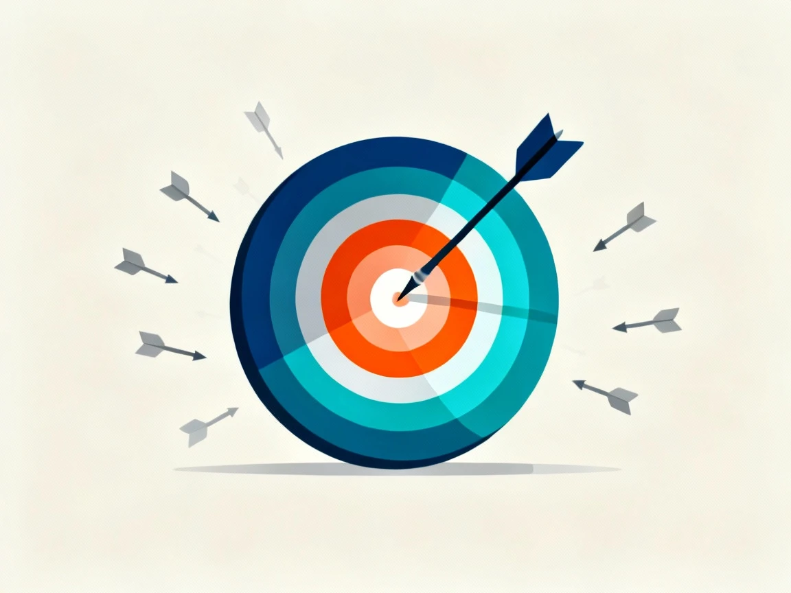 Precise arrow hitting a target bullseye, symbolizing focused research.