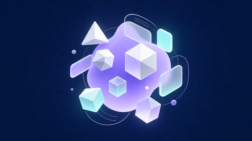 Coordinated swarm of abstract shapes representing autonomous content creation.