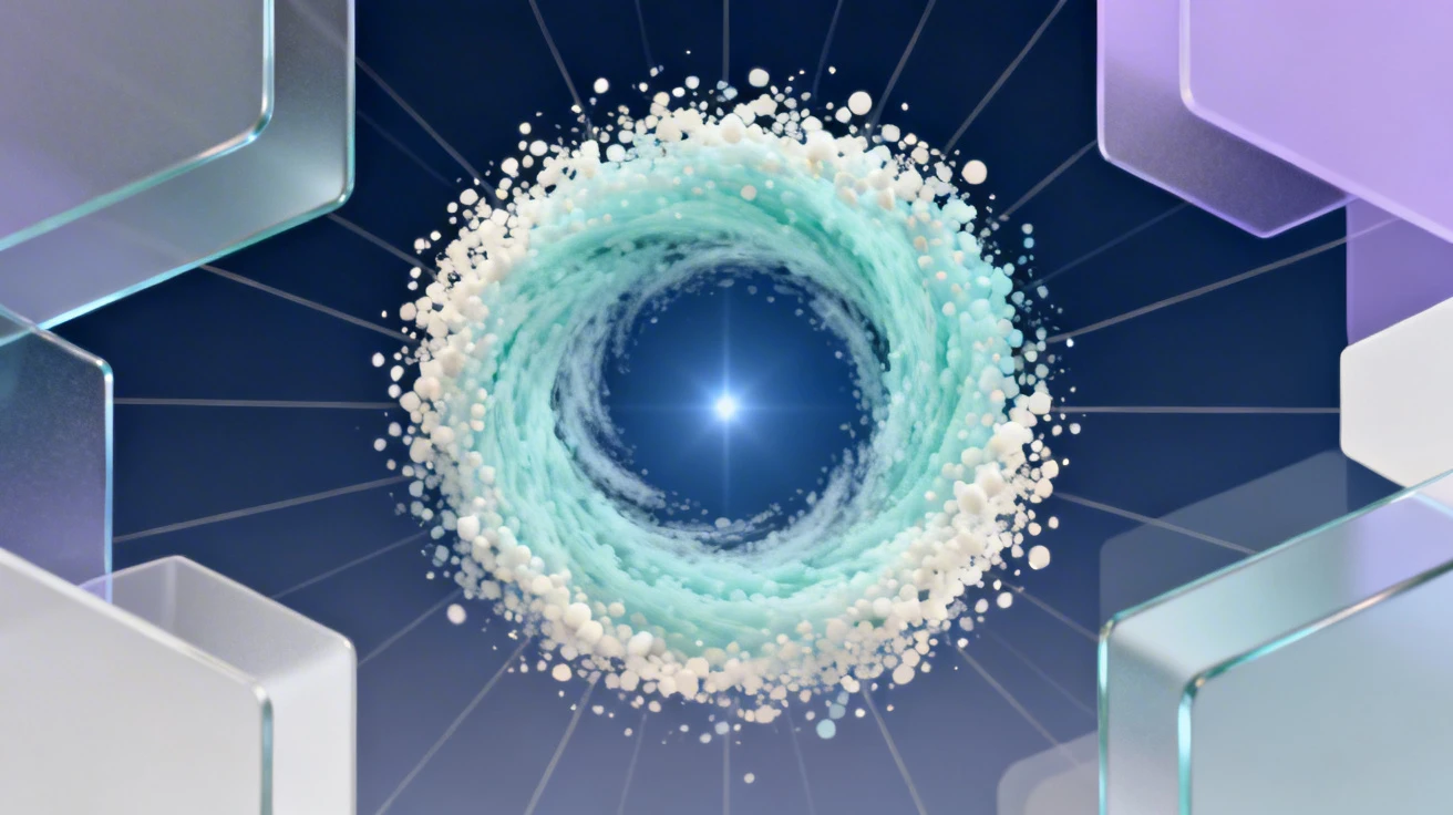 Abstract visualization of data converging to pinpoint audience intent.