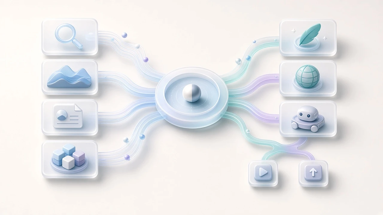 Abstract data streams flowing through a modular workflow