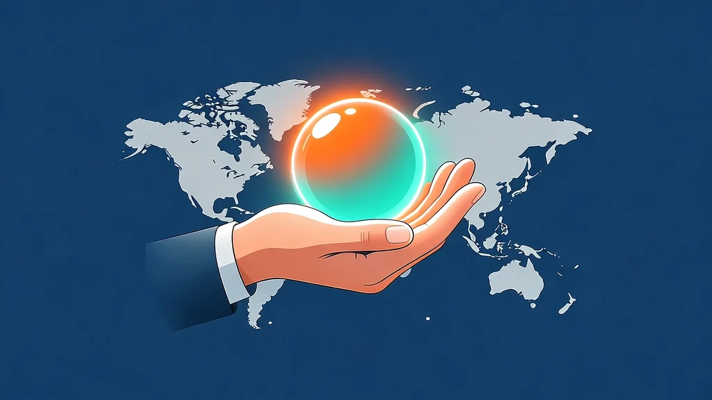A hand holding a glowing orb symbolizing AI visibility, with a map background.