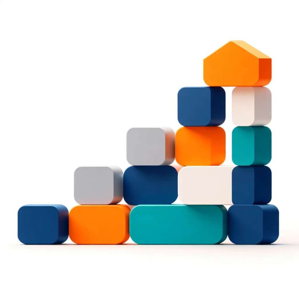 Abstract illustration of step-by-step building blocks, representing a framework for starting Reddit marketing.