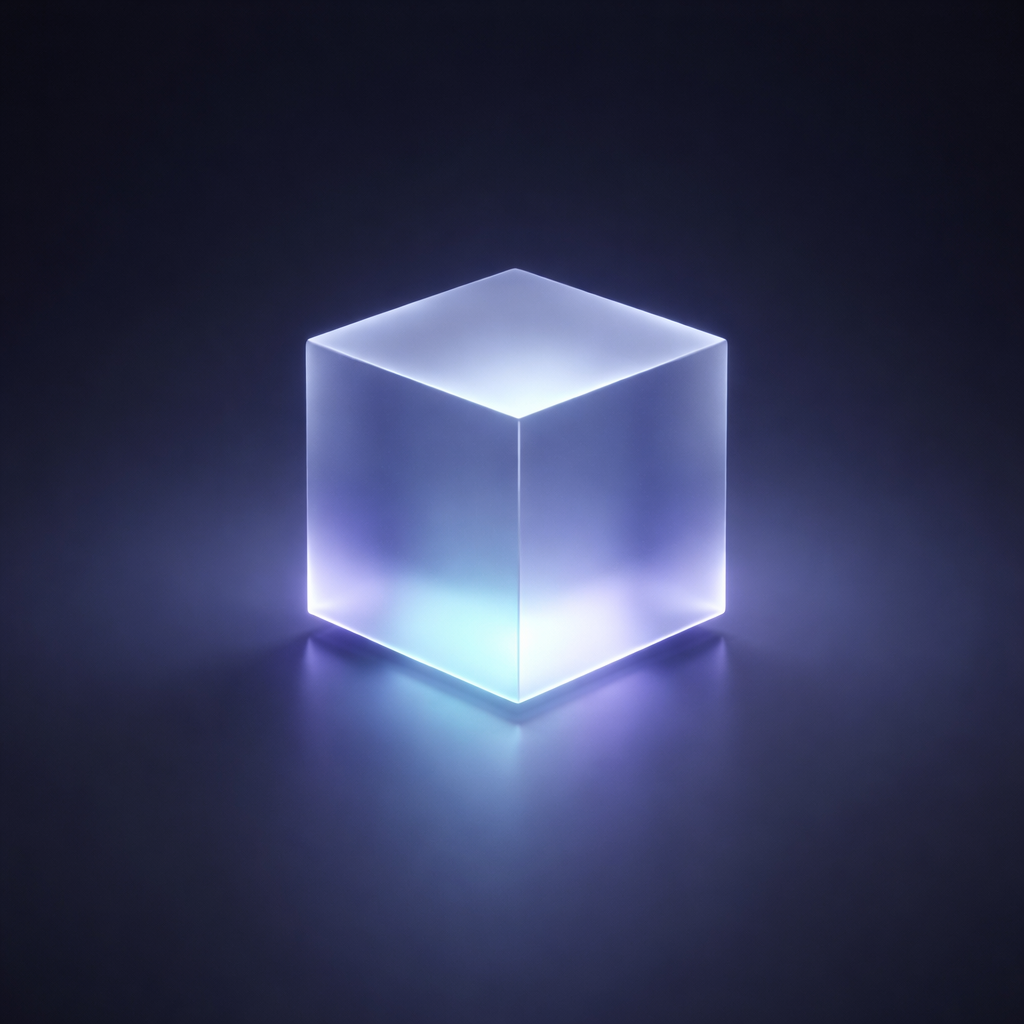 Abstract frosted glass cube representing the uncertainty of the llms.txt standard.