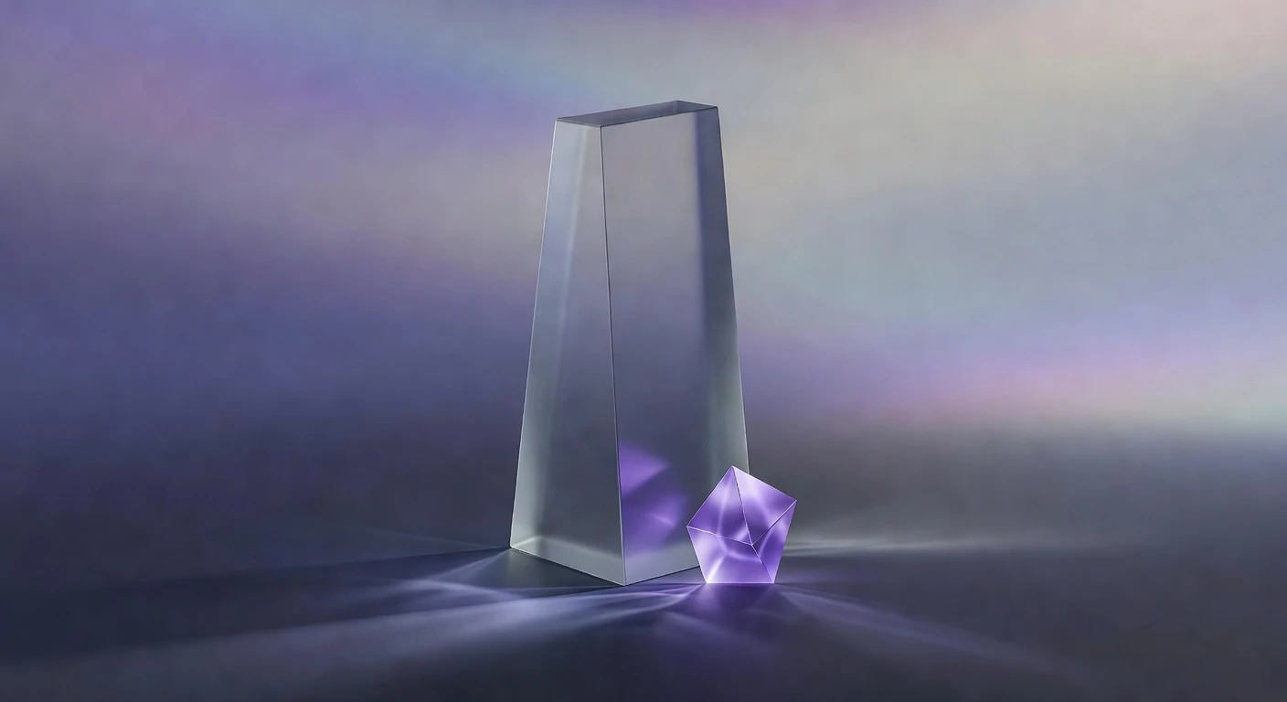 Minimalist frosted glass shapes illustrating the 80/20 principle.