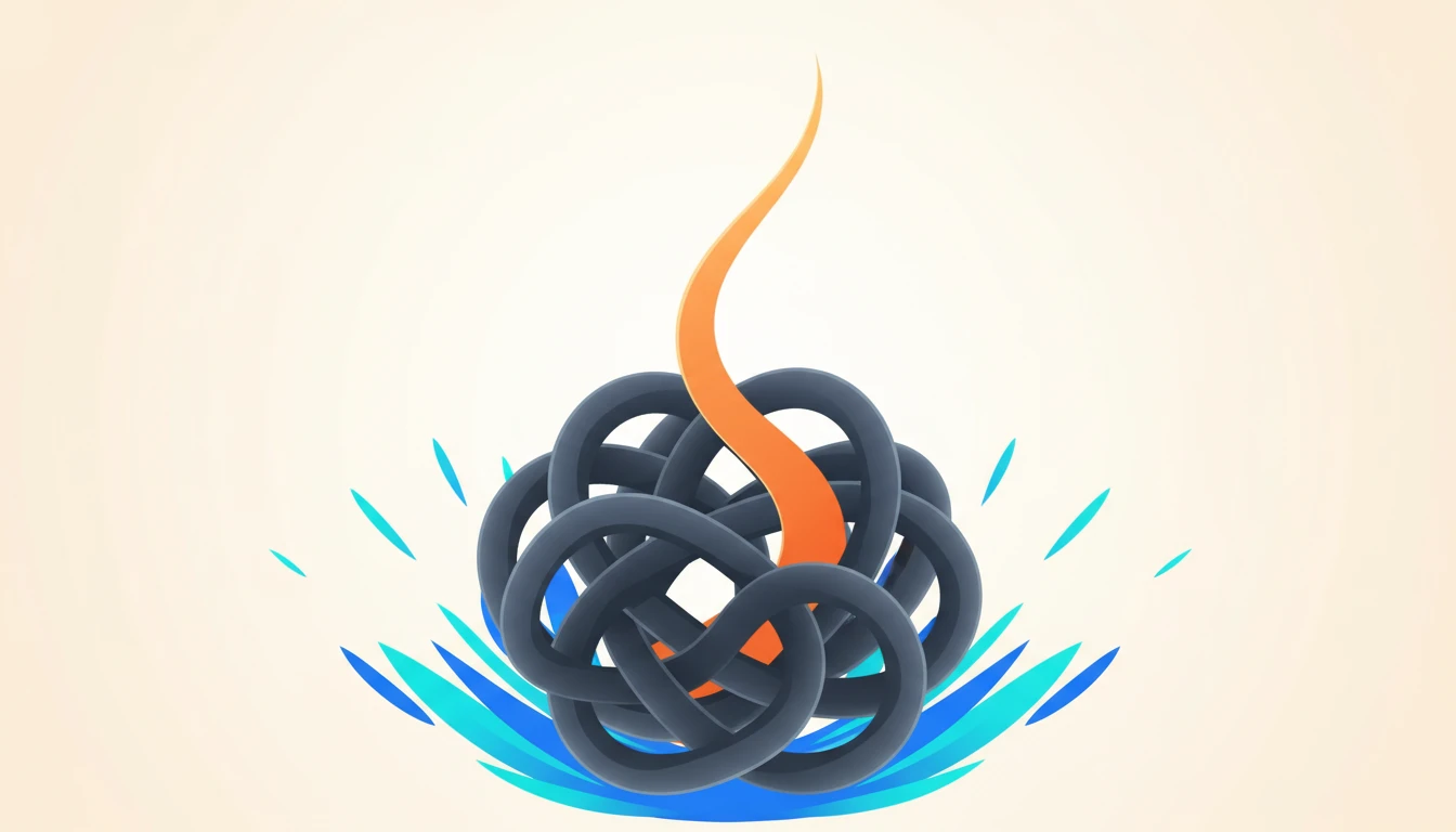 Abstract representation of a tangled knot with a single clear path leading out, symbolizing avoiding mistakes.