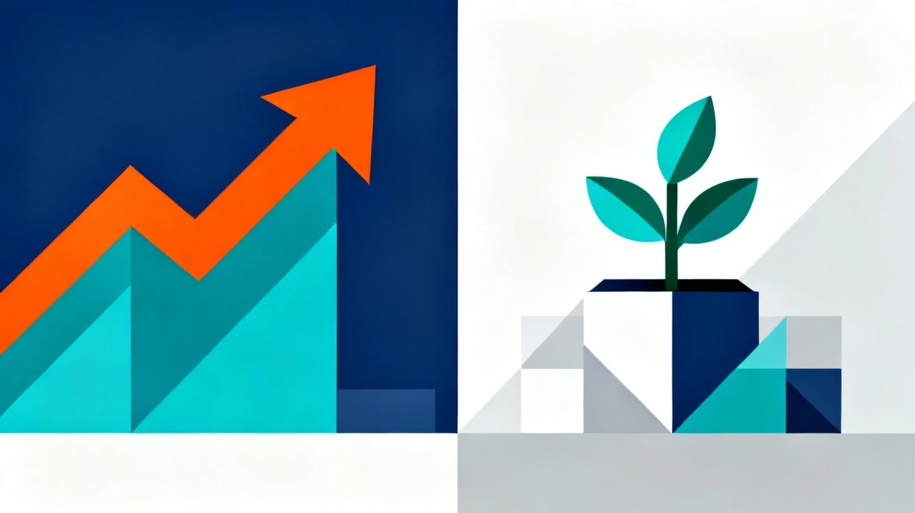 Illustration comparing immediate lead generation with long-term organic growth.