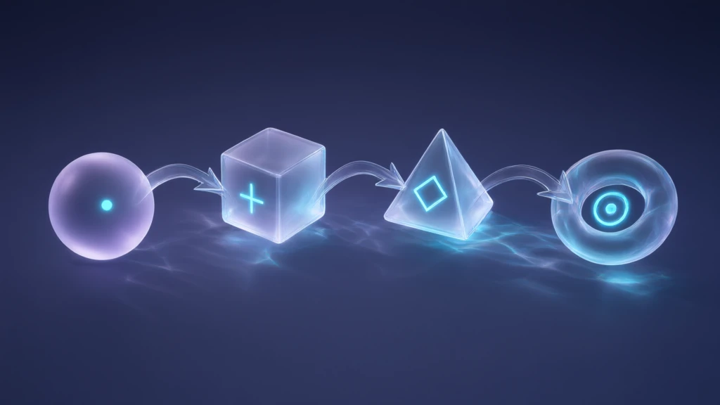 Visualizing a scalable content workflow through connected glass forms.