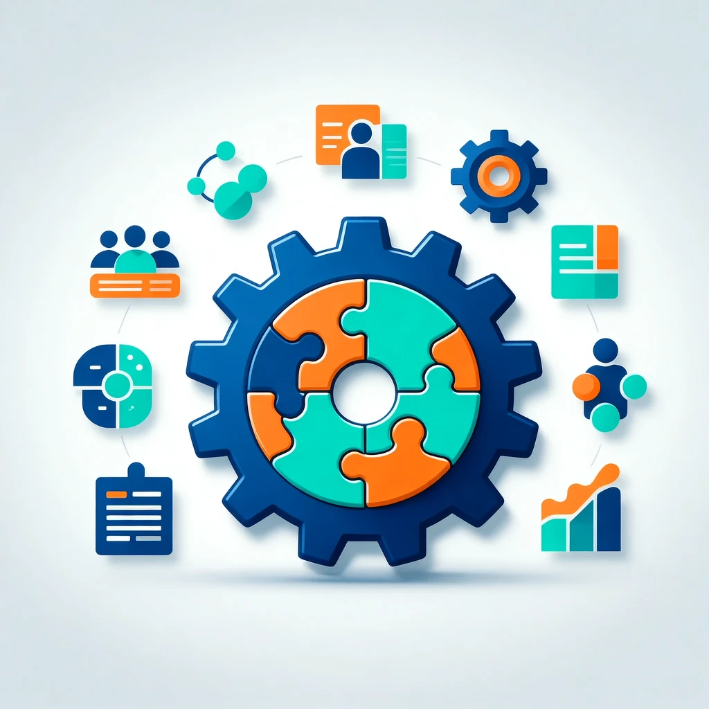Interlocking gears symbolizing strategic retargeting components.