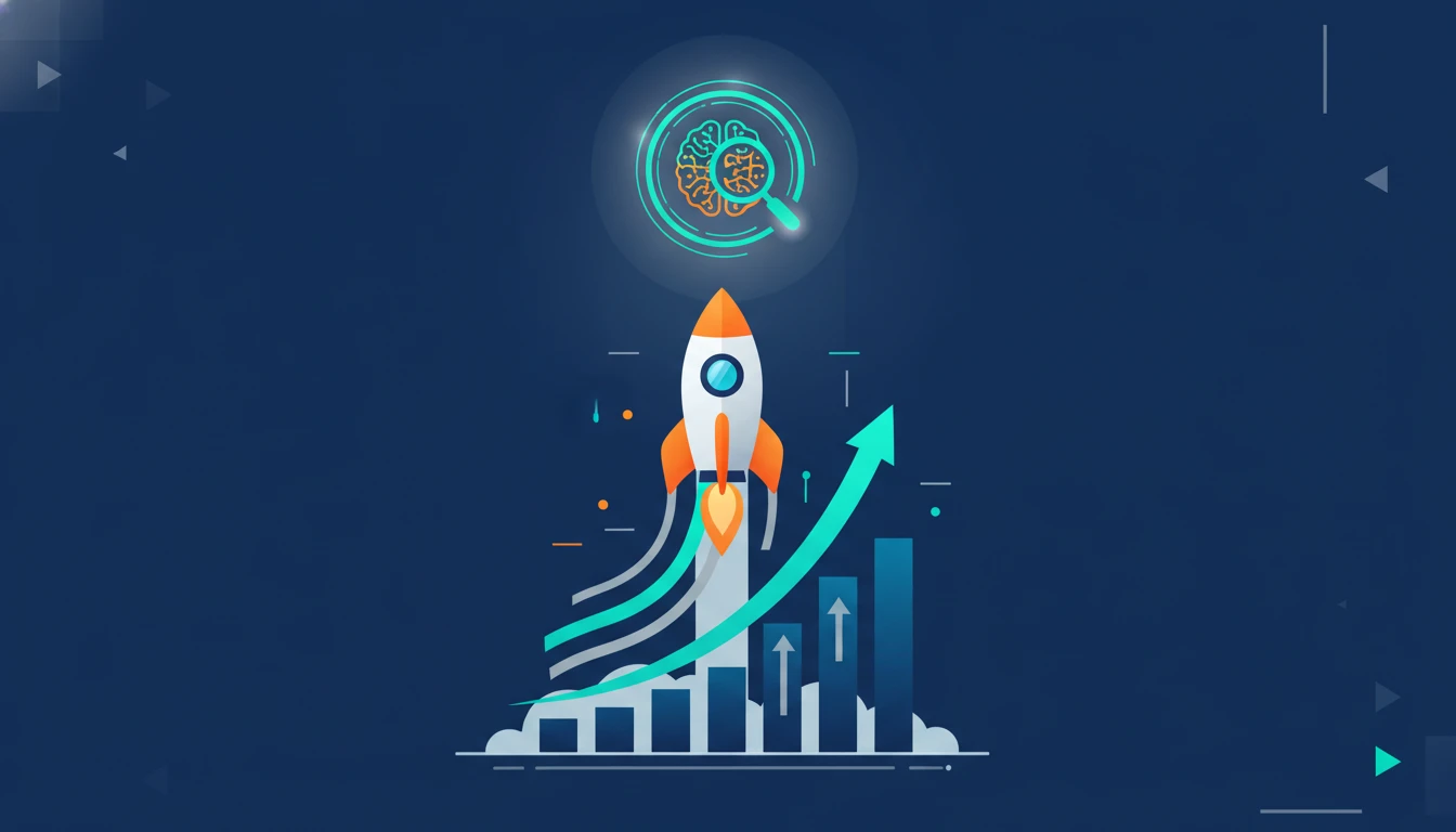 Rocket launching from SEO graph towards AI search.