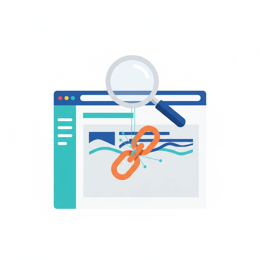 Magnifying glass examining a broken link on a Wikipedia page.