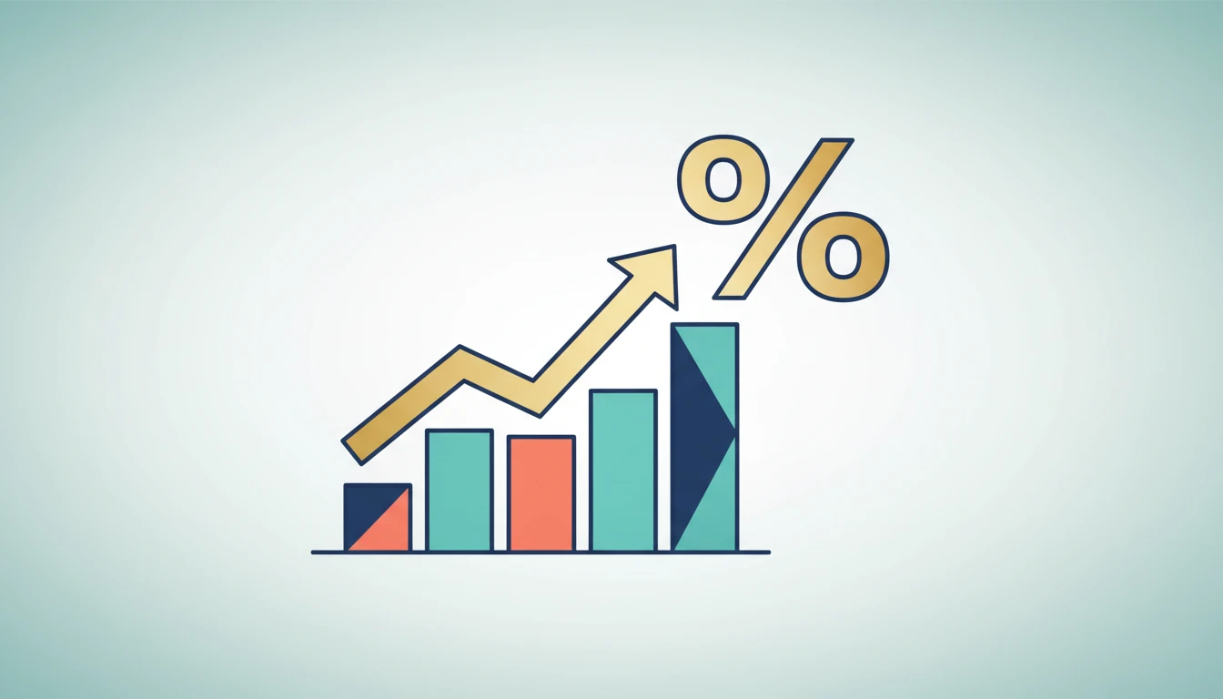 Illustration of an upward-trending graph with a percentage symbol.