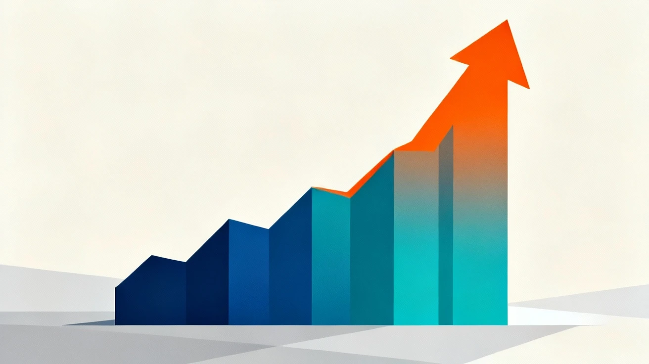 Upward trending abstract graph showing growth and advantage.