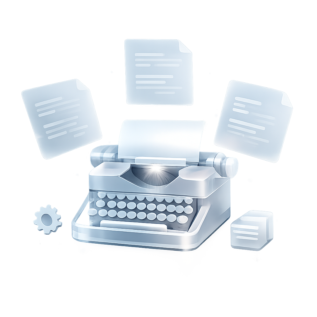 3D glassmorphic AI writer automating content creation