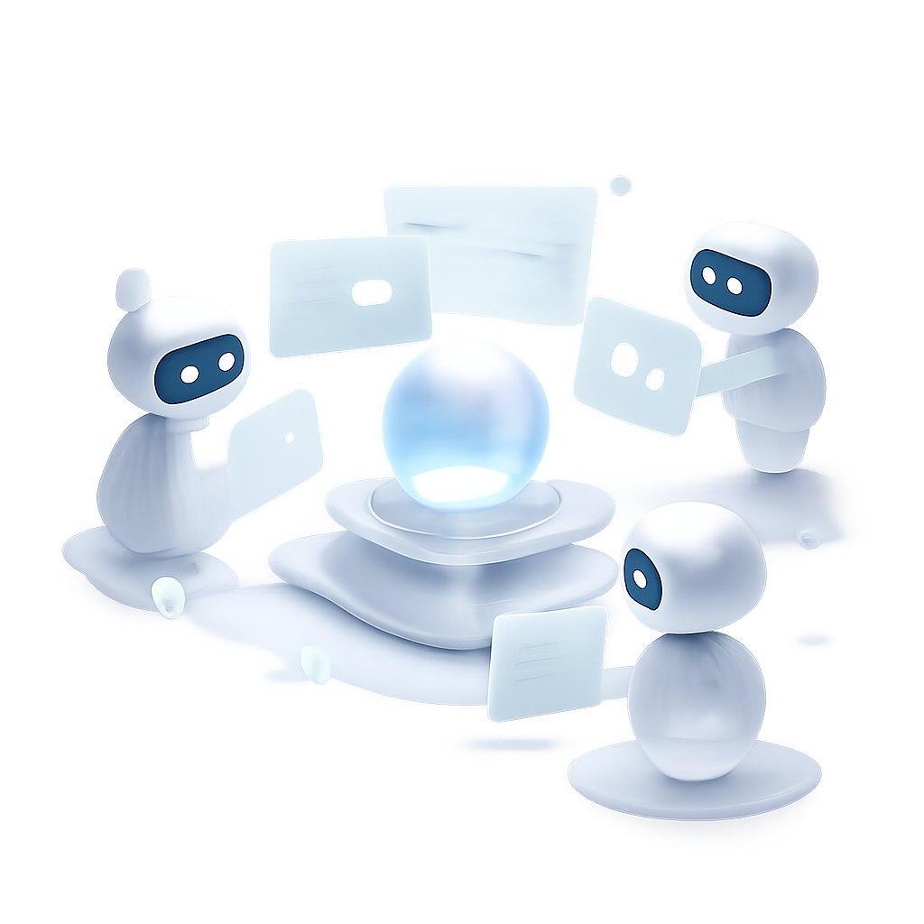3D glassmorphic autonomous AI agents replacing manual SEO tasks