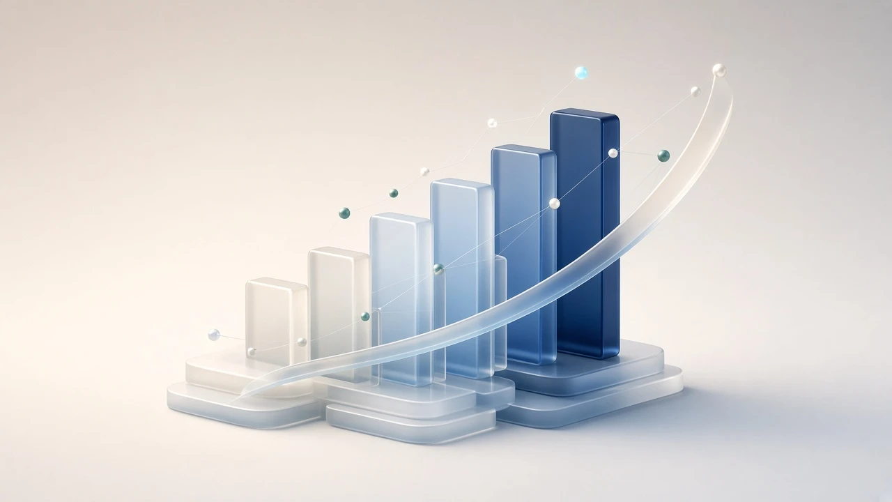 Glowing nodes and glass forms suggesting AI visibility tracking.