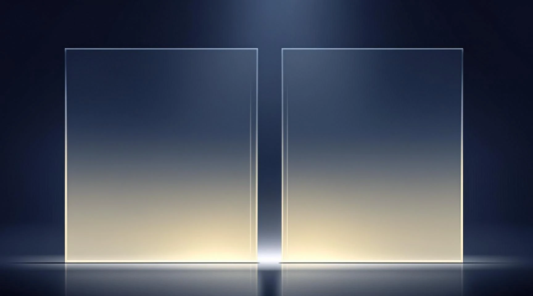 Two glass clusters with an open space between them.