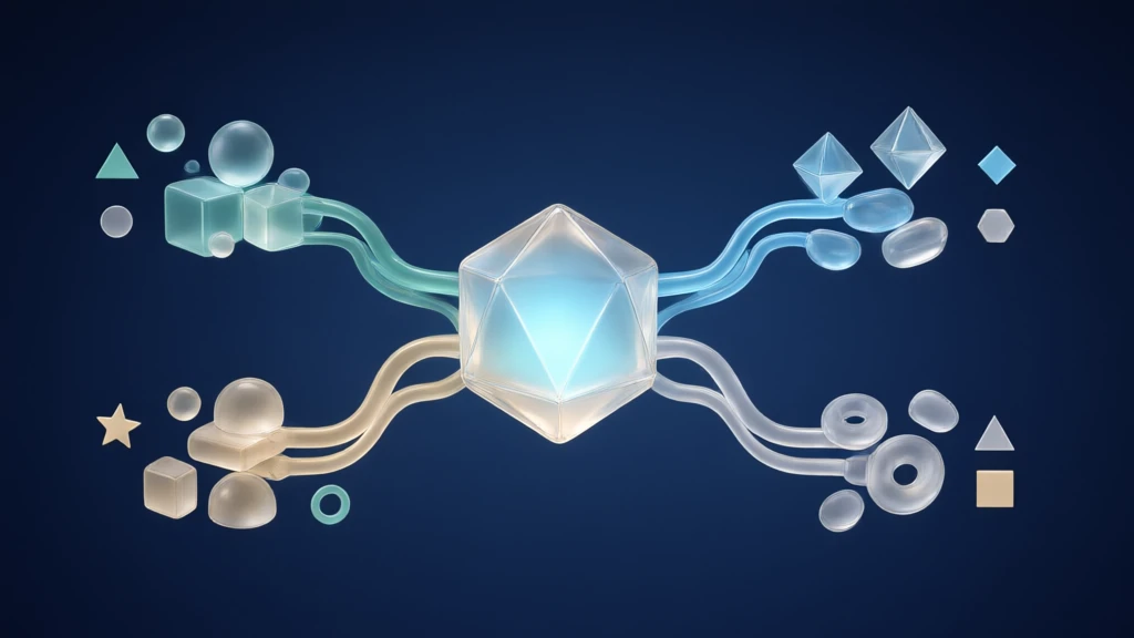 A glass intelligence core sorting abstract forms into intent clusters